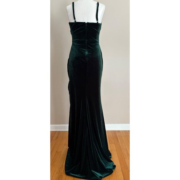 Revelry Rory Velvet Bridesmaid Long Gown Dress in Emerald Green Size 4 - Picture 7 of 16